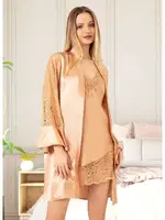 Volanlı Dantelli İkili Saten Gecelik Takım Miss Laris 5028 Görsel