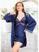 Geniş Kollu İkili Saten Gecelik Takım Miss Laris 5039 Görsel detay görünüm