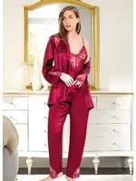 3Lü Saten Kadın Dantelli Pijama Takım Miss Laris 5045 Görsel