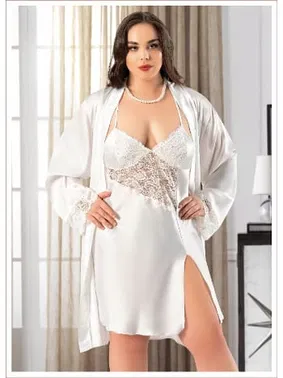 Miss Laris Göğüs Dantelli Büyük Beden Kadın İkili Saten Takım Miss Laris 6018