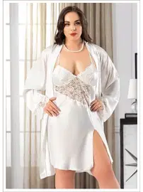 Miss Laris Göğüs Dantelli Büyük Beden Kadın İkili Saten Takım Miss Laris 6018