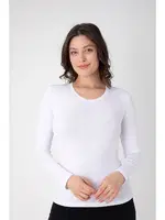 Modal Uzun Kollu Bisiklet Yaka T-shirt Confeo C801-024 Beyaz görsel 6