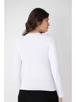 Modal Uzun Kollu Bisiklet Yaka T-shirt Confeo C801-024 Beyaz görsel 8