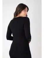 Modal Uzun Kollu Bisiklet Yaka T-shirt Confeo C801-024 Siyah farklı açı