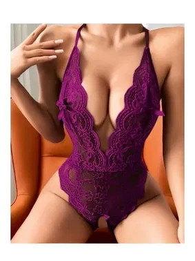 Lily Bianca Mor Dantelli Sırt Dekolteli Body Lily Bianca LB-188 - Alternatif Görünüm