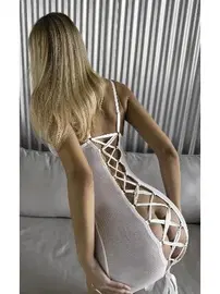 NightLight Sırtı Çapraz Bağlamalı Erotik Elbise NightLight 1051-2