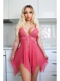 NightLight Önden Yırtmaçlı Tül Erotik Gecelik NightLight 3638