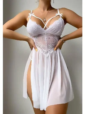 NightLight Beyaz Fantezi Erotik Gecelik NightLight 3721-1