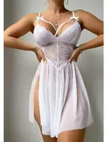 Beyaz Fantezi Erotik Gecelik NightLight 3721-1 Beyaz