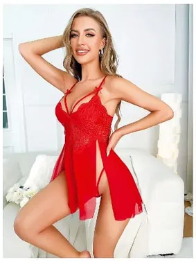 NightLight Seksi Midi Kırmızı Erotik Gecelik NightLight 3721