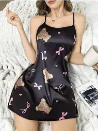 NightLight Ayıcık Desenli Kısa Erotik Kadın Gecelik NightLight 3742