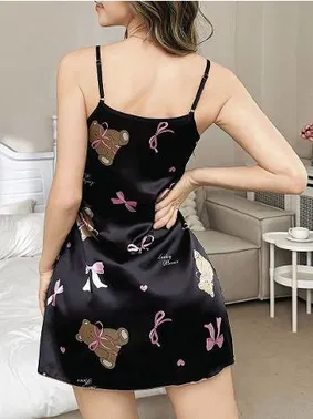 NightLight Ayıcık Desenli Kısa Erotik Kadın Gecelik NightLight 3742 - Alternatif Görünüm