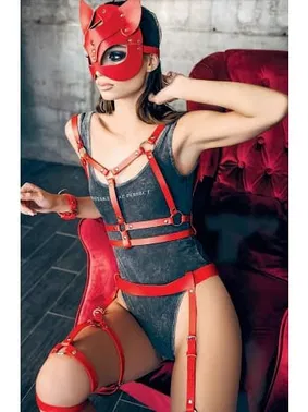 NightLight Jartiyerli Maskeli Deri Fantazi Harness NightLight 8110