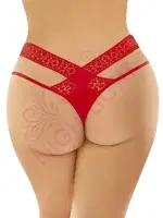 Yanları Pencereli Dantelli Büyük Beden Erotik Külot NightLight 9154-1 Kırmızı detay görünüm