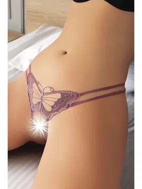 NightLight Özel Bölgesi Açık Kelebekli Taşlı Fantazi Külot NightLight 9174-2