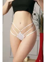 Şerit Bantlı Dantelli Erotik Kadın Külot NightLight 9179 Ekru farklı açı