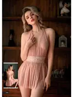 Nightlight Pudra Fantazi Mini Gecelik 3386 Pudra Pembe detay görünüm