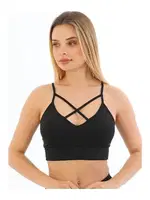 Önden Çapraz Bralet Pedli Spor Büstiyer Crop Form Angel 5800 Siyah görsel 4