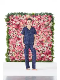 Estiva Önden Düğmeli Kısa Kollu Marla Kadın Pijama Takımı Lacivert Estiva 25174