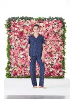 Önden Düğmeli Kısa Kollu Marla Kadın Pijama Takımı Lacivert Estiva 25174 Lacivert görsel 4