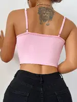 Önden Yırtmaçlı İnce Askılı Fırfırlı Büstiyer Ruselin 5090 Pembe detay görünüm