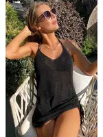 Örme Pamuk Yandan Büzgülü Pareo Plaj Elbisesi Kimono Kaftan Angelsin MS 4350 Siyah Siyah