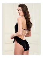 Özel Bölgesi Açık Boyundan Bağlamalı Fantazi Body MissisX 3005 Siyah detay görünüm