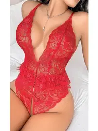 NightLight Özel Bölgesi Arkası Açık Dantel Kırmızı Fantazi Body NightLight 7058