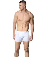Pamuklu Beyaz Likralı Erkek Boxer Gümüş 4018 Beyaz