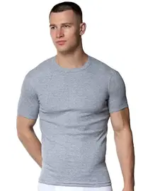 Gümüş Pamuklu Gri Kısa Kollu Erkek Atlet Fanila Gümüş 4050