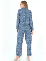 Papatya Desenli Uzun Kollu Kadın Pijama Takım DoReMi 002-000094 Mavi görsel 5