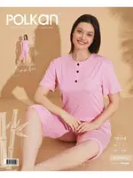 Pembe Kısa Kollu Kapri Pijama Takım Polkan 19114 Pembe