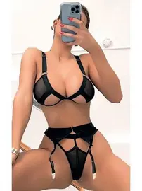 NightLight Pencere Dekolteli Metal Aksesuarlı Fantazi Jartiyer Takım NightLight 3637