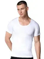 Penye Bisiklet Yaka Erkek Atlet Beyaz 6lı Gümüş 3003 - 6 Adet Beyaz