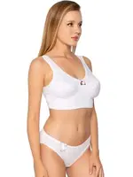 Pamuklu Geniş Askılı Desteksiz Kadın Sütyen Gümüş 3049 - 6 Adet Beyaz farklı açı