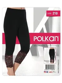 Polkan Siyah Paçası Dantelli Uzun Kadın Tayt Polkan 210