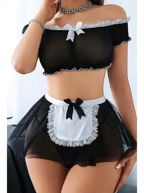 Ruselin Premium Tül Dantel Detaylı Erotik Hizmetçi Kostümü Ruselin 2212