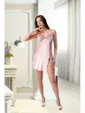 Puantiyeli Çiçekli İnce Askılı Kısa Gecelik Pink Night 3961