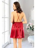 Pudra Dekeolteli Saten Gecelik Loomerie 992 Pudra detay görünüm