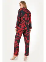 Red Flowers Uzun Kollu Kadın Pijama Takım DoReMi 002-000089 farklı açı