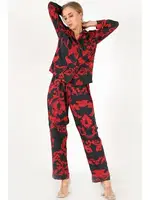 Red Flowers Uzun Kollu Kadın Pijama Takım DoReMi 002-000089 görsel 5