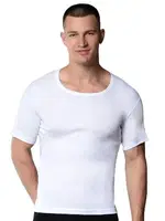 Ribana Bisiklet Yaka Kısa Kollu Erkek Atlet 6lı Gümüş 3004 - 6 Adet Beyaz farklı açı