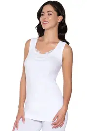 Gümüş Ribana Geniş Askılı Güpürlü Kadın Atlet Gümüş 3011 - 6 Adet