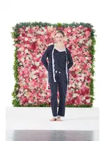 Sabahlıklı Desenli 3 Parça İp Askılı Likra Viskon Kadın Pijama Takımı Estiva 25192 Lacivert farklı açı