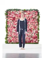 Sabahlıklı Desenli 3 Parça İp Askılı Likra Viskon Kadın Pijama Takımı Estiva 25192 Lacivert görsel 4