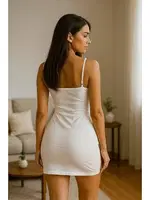 İnce Askılı Mini Fantazi Elbise Venlisa 9404 Beyaz detay görünüm