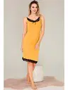Sarı Kenarları Dantel İnce Askılı Kadın Tunik Gecelik Lady 5533