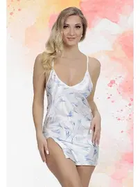 SHE Saten Beyaz Asklı Fantezi Mini Gecelik SHE 1332