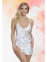 Saten Beyaz Asklı Fantezi Mini Gecelik SHE 1332 Beyaz