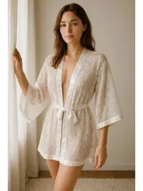 Venlisa Saten Biyeli Fantazi Dantel Sabahlık Venlisa 2601